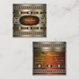 Carte De Visite Carré Jeu d'oeil en argent avec Motifs de marbre orange