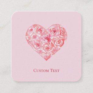 Carte De Visite Carré John 3:16 Texte personnalisé   Watercolor Heart Va