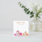 Carte De Visite Carré Joli Boho Floral Rose Écran À oreille (Debout devant)