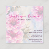 Carte De Visite Carré Joli Chic Fleurs Roses Florales (Devant)