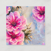 Carte De Visite Carré Joli Chic Fleurs Roses Florales (Dos)