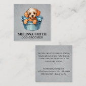 Carte De Visite Carré Joli chiot dans le seau d'eau (Devant / Derrière)