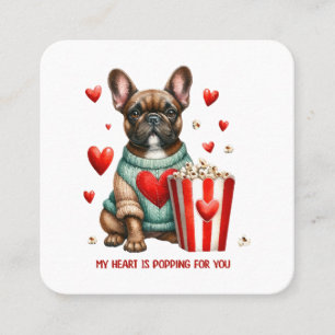 Carte De Visite Carré Joli cœur de la Saint-Valentin de Bouledogue franç