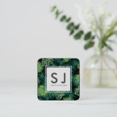 Carte De Visite Carré Joli Feuille Flower Botanical Designer (Debout devant)