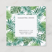 Carte De Visite Carré Joli Feuille Flower Botanical Designer (Dos)