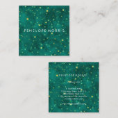 Carte De Visite Carré Joli Gold et Turquoise Constellations Stylist (Devant / Derrière)