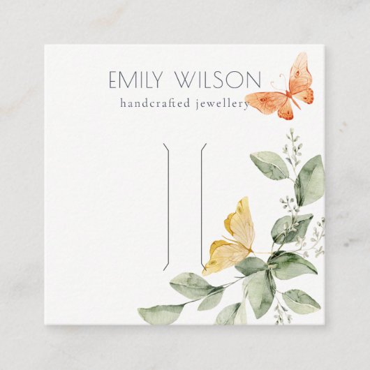 Carte De Visite Carré Joli Jardin Papillons Papillons de poche Écran Cli (Devant)