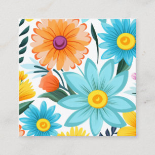 Carte De Visite Carré Joli motif floral blanc féminin