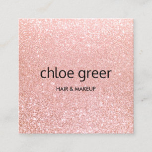 Carte De Visite Carré Joli salon de beauté Parties scintillant rose mode