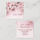 Carte De Visite Carré Joli Script Floral Rose Feminine Cherry Blossoms (Devant / Derrière)