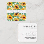 Carte De Visite Carré Joli tournesol Jaune & Motif vert (Devant / Derrière)