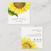 Carte De Visite Carré Joli tournesol Sunny (Devant / Derrière)