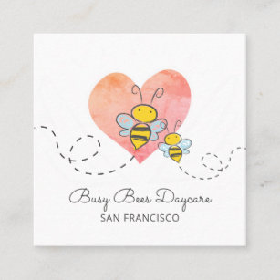 Carte De Visite Carré Jolie adorable Bumble Bees Garderie