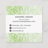 Carte De Visite Carré JOLIE MONOGRAMME moderne boho mandala motif vert (Dos)