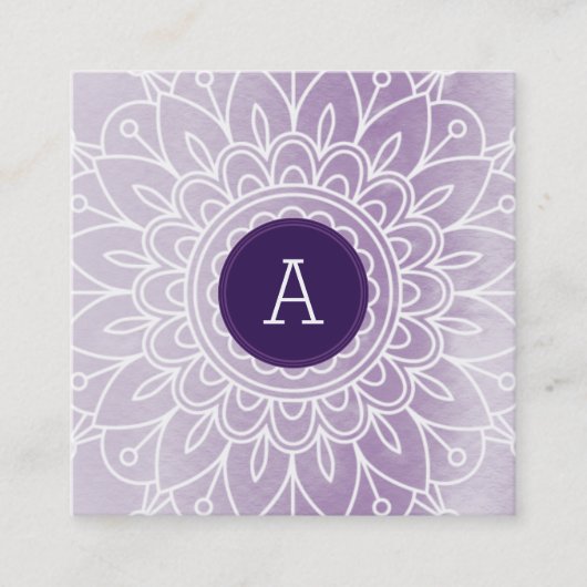 Carte De Visite Carré JOLIE MONOGRAMME moderne boho mandala motif violet (Devant)