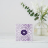 Carte De Visite Carré JOLIE MONOGRAMME moderne boho mandala motif violet (Debout devant)