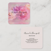 Carte De Visite Carré Jolie oeillets rose et blanc (Devant / Derrière)