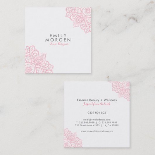 Carte De Visite Carré Jolie Paisley Mandala (Devant / Derrière)