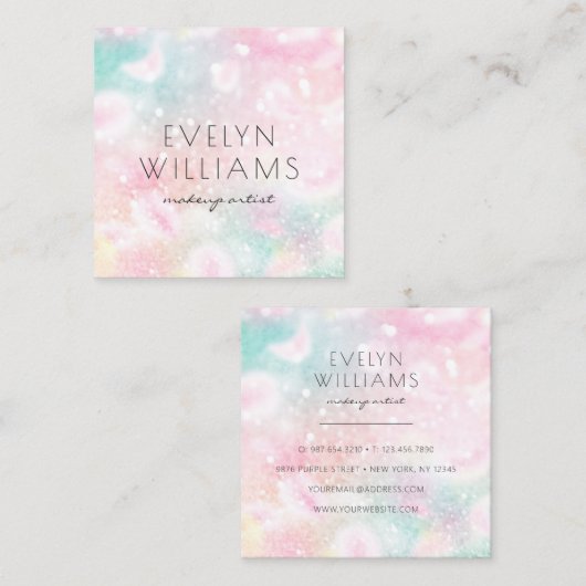 Carte De Visite Carré Jolie Parties scintillant rose Fille Glamour (Devant / Derrière)