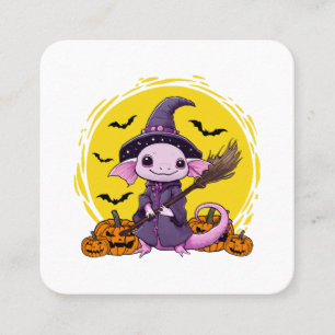 Carte De Visite Carré Jolie Sorcière Axolotl Halloween