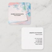 Carte De Visite Carré Jolies fleurs bleues sur Arrière - plan rose (Devant / Derrière)