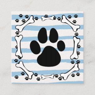 Carte De Visite Carré Jolies Pattes de Chien Os Service pour Animaux de