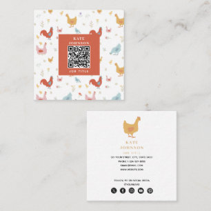 Carte De Visite Carré Jolis poulets, poules et poussins