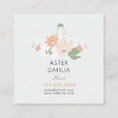Carte De Visite Carré Jouer Cactus Peach Green Floral Pattern (Dos)