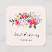 Carte De Visite Carré Jouer Joli Bouquet de Fleur Rose (Devant)