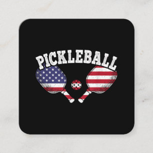 Carte De Visite Carré Joueur de Pickleball Drapeau Américain Vintage Pic