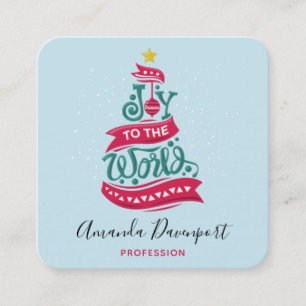 Carte De Visite Carré Joy to the World Christmas Citation Typographie
