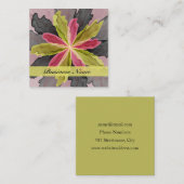 Carte De Visite Carré Joy, Vert rose Anthracite Imaginaire Fleur Fractal (Devant / Derrière)