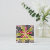 Carte De Visite Carré Joy, Vert rose Anthracite Imaginaire Fleur Fractal (Debout devant)