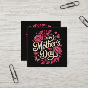 Carte De Visite Carré Joyeuse Fête des Mères Maman Florale Mignonne