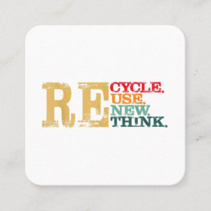 Carte De Visite Carré Joyeuse Journée de la Terre Recycler Réutiliser Re