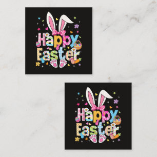 Carte De Visite Carré Joyeuses Pâques 2026 Lapin Mignon