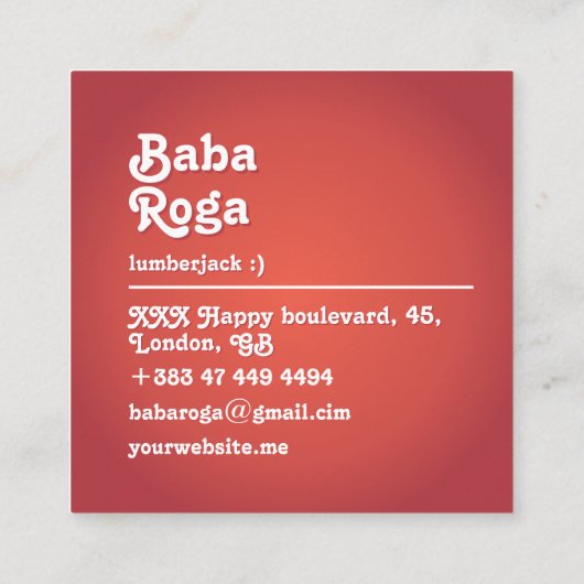 Carte De Visite Carré Joyeuses vacances d'hiver (Dos)