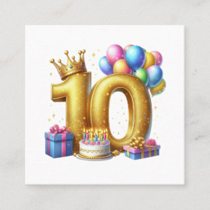 Carte De Visite Carré Joyeux 10e Anniversaire