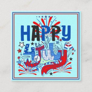 Carte De Visite Carré Joyeux 4 juillet Feux d'artifice USA-63261 Carré E