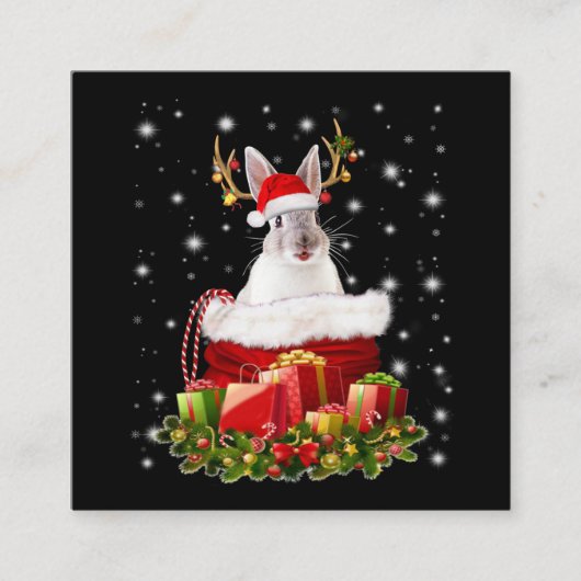 Carte De Visite Carré Joyeux cadeau de lapin de Noël pour lapin amant (Devant)
