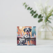 Carte De Visite Carré Joyeux Chien Dalmatien Animaux de compagnie Servic (Debout devant)