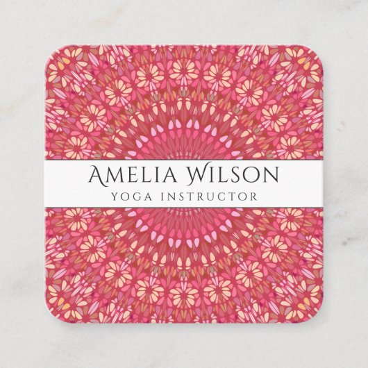 Carte De Visite Carré Joyeux Mandala d'été indien (Devant)