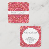 Carte De Visite Carré Joyeux Mandala d'été indien (Devant / Derrière)