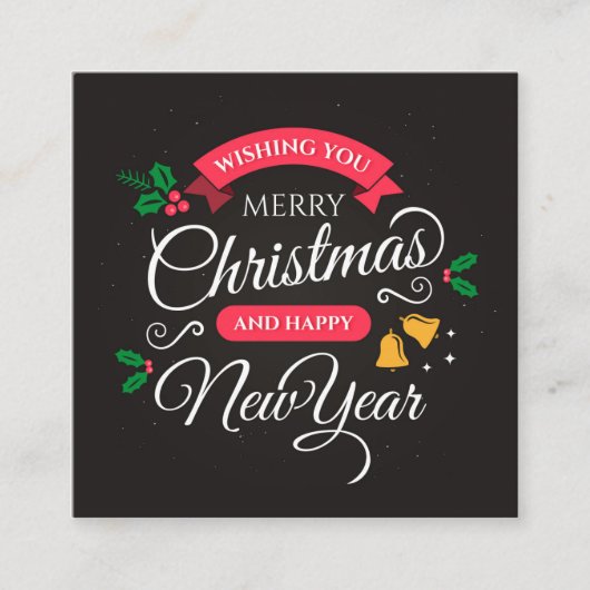 Carte De Visite Carré Joyeux Noël et Bonne Année (Devant)
