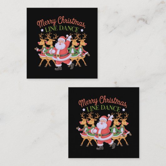 Carte De Visite Carré Joyeux Noël Ligne Danse Célébrer la saison (Devant / Derrière)