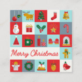 Carte De Visite Carré Joyeux Noël mignon Retro Winter QR Code (Devant)