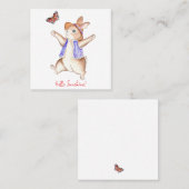 Carte De Visite Carré Jumping into Spring Bunny Flat Note Card (Devant / Derrière)