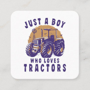 Carte De Visite Carré Juste un garçon qui aime les tracteurs de ferme ca