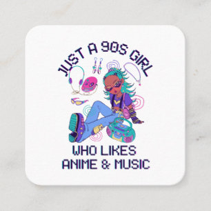 Carte De Visite Carré Juste une fille des années 90 qui aime la musique