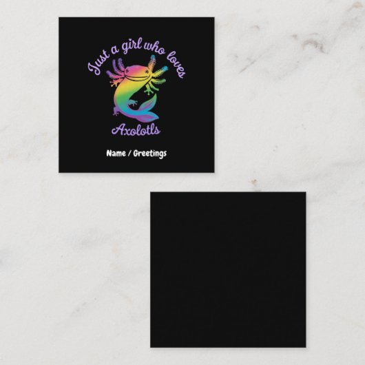 Carte De Visite Carré Juste une fille qui aime Axolotls mignonne personn (Devant / Derrière)